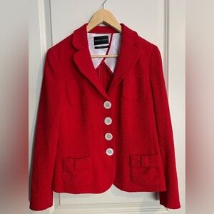 Rena Lange Red Wool Blend Blazer Size 12